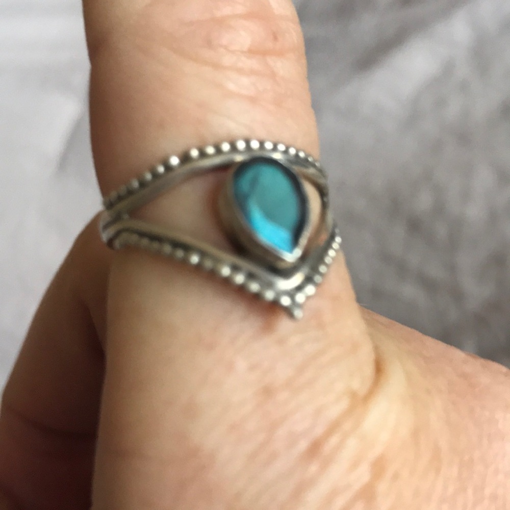 Labradorite goddess triangle ring